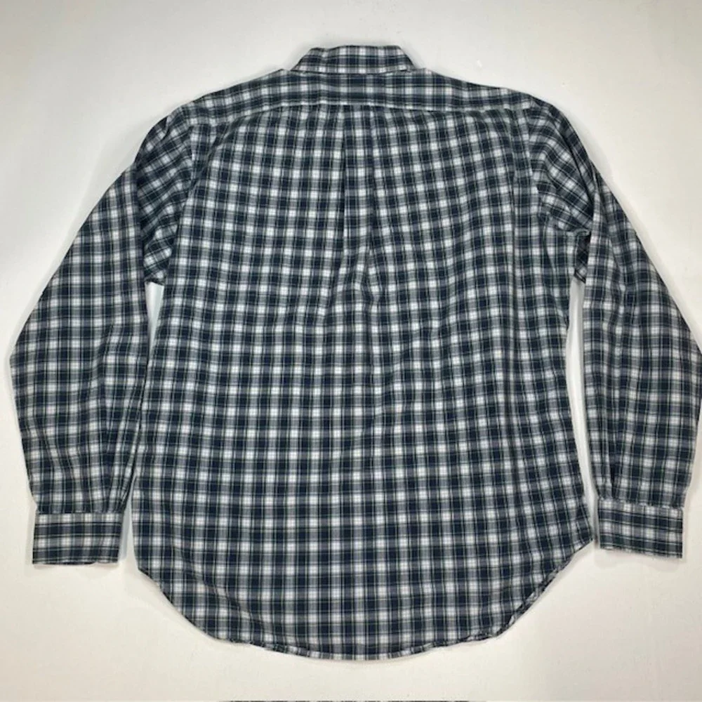 Ralph Lauren Mens Classic Fit Plaid Button Down Shirt Navy Blue Green Large L - Picture 10 of 10